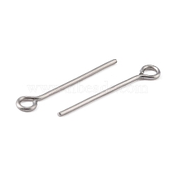 304 Stainless Steel Eye Pin, Stainless Steel Color, 22 Gauge(0.6mm), 14x0.6mm, Hole: 2mm(STAS-I318-B04-P)