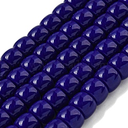 Opaque Glass Beads Strands, Barrel, Midnight Blue, 8x6mm, Hole: 1.6mm, about 61~62pcs/strand, 14.84''~15.16''(37.7~38.5cm)(GLAA-NH0002-B01)