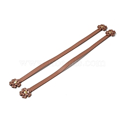 Sakura Flower End Cowhide Leather Sew On Bag Handles, with Brass Findings, Bag Strap Replacement Accessories, Saddle Brown, 44.9x3.75x0.75cm, Hole: 1.8mm(FIND-D027-18C)