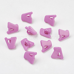 Acrylic Shank Buttons, 1-Hole, Dyed, Letter A, Medium Orchid, 14x13x2mm, Hole: 3mm(X-BUTT-E028-03)