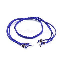 (Jewelry Parties Factory Sale)Adjustable Faux Suede Cord Lariat Necklaces, with Dyed Wood Beads, Brass Rhinestone Spacer Beads and Iron Findings, Blue, 28.5 inch~30.3 inch(72.5~77cm)(NJEW-JN02538-05)