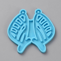 Butterfly DIY Silicone Pendant Molds, Decoration Making, Resin Casting Molds, For UV Resin, Epoxy Resin Jewelry Making, Deep Sky Blue, 58x59.5x4mm, Hole: 2mm, Inner Diameter: 56x24mm(SIMO-TAC0006-01E)