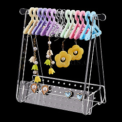 Elite 1 Set Acrylic Earring Display Stands, Clothes Hanger Shaped Earring Organizer Holder with 14Pcs Colorful Hangers, Clear, 15.3x8.3x15cm(EDIS-PH0001-60)