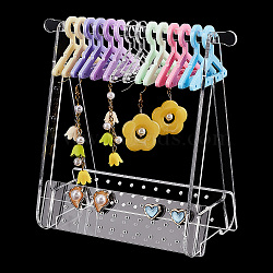 PandaHall Elite 1 Set Acrylic Earring Display Stands, Clothes Hanger Shaped Earring Organizer Holder with 14Pcs Colorful Hangers, Clear, 15.3x8.3x15cm(EDIS-PH0001-60)