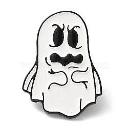 Halloween Theme Enamel Pins, Black Zinc Alloy Brooches for Backpack Clothes, Ghost, 30x21x1.5mm(JEWB-Z013-02D-EB)