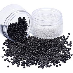 6/0 Glass Seed Beads, Opaque Colours Seed, Round, Black & White, Mixed Color, 4mm, Hole: 1mm, about 2400pcs/set(SEED-NB0001-02)