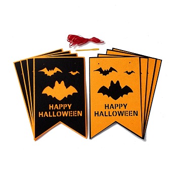 16Pcs 2 Color Flag Felt Ornaments, with Nylon Rope and Plastic Pins, Halloween Hanging Decorations, for Party Gift Home Decoration, Bat Pattern, 239x150x1mm, Hole: 3.5mm