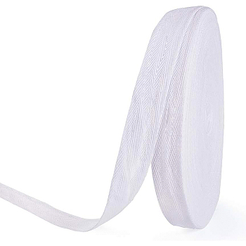 Cotton Ribbons, Herringbone Ribbon, for Jewelry Making, White, 1 inch(25mm), about 45m/Roll