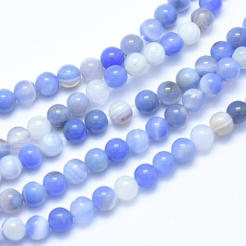 Natural Blue Chalcedony Beads Strands, Dyed, Round, 6mm, Hole: 1.2mm, about 63pcs/strand, 14.9 inch(38cm)