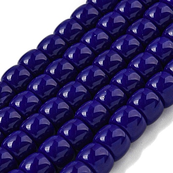 Opaque Glass Beads Strands, Barrel, Midnight Blue, 8x6mm, Hole: 1.6mm, about 61~62pcs/strand, 14.84''~15.16''(37.7~38.5cm)