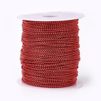 Iron Ball Chains, Soldered, with Spool, Electrophoresis, Dark Red, 1.5mm, about 100yards/roll(91.44m/roll)