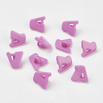 Acrylic Shank Buttons, 1-Hole, Dyed, Letter A, Medium Orchid, 14x13x2mm, Hole: 3mm