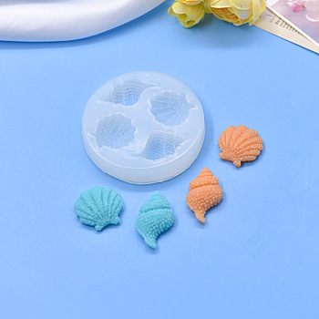 DIY Shell & Conch Shape Silicone Molds, Fondant Molds, Resin Casting Molds, for Chocolate, Candy, UV Resin & Epoxy Resin Craft Making, WhiteSmoke, 66x11mm