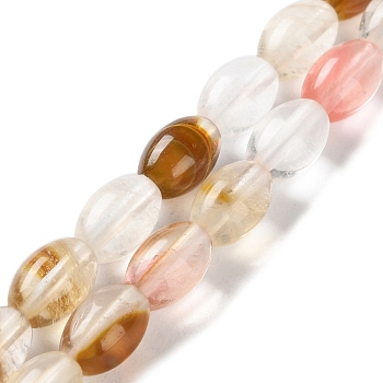 Tigerskin Glass Beads Strands, Rice, 9x6mm, Hole: 1mm, about 44pcs/strand, 15.94 inch(40.5cm)