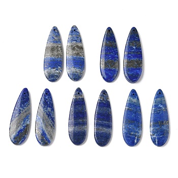 Natural Lapis Lazuli Pendants, Matching Geometric Charms, Teardrop Charms, 40~40.5x13~13.5x4~4.5mm, Hole: 1.2mm