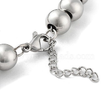 202 Stainless Steel Round Beaded Bracelets for Men Women(BJEW-D034-01P)-3