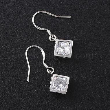 Elegant Fashion Cube Brass Cubic Zirconia Dangle Earrings(EJEW-BB07973-S)-2
