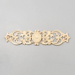 Natural Wood Carved Onlay Applique Craft, Unpainted Onlay Furniture Home Decoration, Flower, BurlyWood, 301x71.5x7mm(AJEW-WH20007-01)