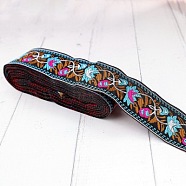 5M Ethnic Style Polycotton Embroidery Ribbon, Garment Accessories, Flat, Flower, 1-1/4 inch(33mm), about 5.47 Yards(5m)/Roll(PW-WG33130-19)