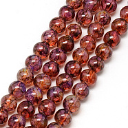 Baking Painted Glass Beads Strands, Imitation Opalite, Round, Dark Red, 8mm, Hole: 1.3~1.6mm, about 100pcs/strand, 31.4 inch(X-DGLA-Q023-8mm-DB61)