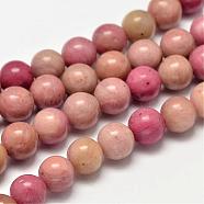 Round Natural Rhodonite Beads Strands, 10mm, Hole: 1mm, about 38pcs/strand, 15.5 inch(G-K092-10mm)