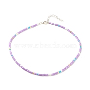 Glass Seed Beaded Necklace, Summer Jewelry for Women, Lilac, 15.94 inch(40.5cm)(NJEW-JN03825-03)