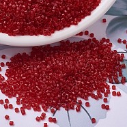 MIYUKI Delica Beads, Cylinder, Japanese Seed Beads, 11/0, (DB0774) Dyed Semi-Frosted Transparent Red, 1.3x1.6mm, Hole: 0.8mm, about 2000pcs/10g(X-SEED-J020-DB0774)