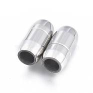 304 Stainless Steel Magnetic Clasps with Glue-in Ends, Column, Stainless Steel Color, 19x10x10mm, Hole: 6mm(STAS-D242-25P)