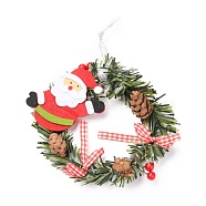 Plastic Christmas Wreath Decorations, for Front Door Christmas Indoor Home Decor, Santa Claus Pattern, 160~180mm(HJEW-B002-03)