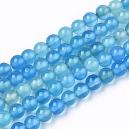 Natural Agate Beads Strands, Dyed, Round, Light Sky Blue, 4.5mm, Hole: 1mm, about 95~99pcs/strand, 14.96 inch~15.20 inch(38cm~38.6cm)(G-T131-36A)