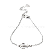 201 Stainless Steel Link Bracelets with Cable Chains, Anchor & Helm, 7-1/4 inch(18.5cm)(BJEW-P297-01P-B)