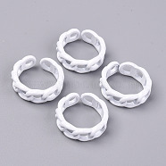 Spray Painted Alloy Cuff Rings, Open Rings, Cadmium Free & Lead Free, Curb Chain Shape, White, US Size 7 1/4(17.5mm)(X-RJEW-T011-29G-RS)