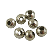 Brass Smooth Round Beads, Seamed Spacer Beads, Platinum, 4mm, Hole: 1mm(X-EC400-2)