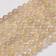 Natural Gold Rutilated Quartz Round Bead Strands, 8mm, Hole: 1mm, about 50pcs/strand, 15.5 inch(G-M304-19-8mm)