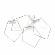 304 Stainless Steel Pendants, For Earring Making, Polygon, Stainless Steel Color, 24 Gauge, 35.5x22.5x0.5mm, Hole: 1mm(STAS-S103-04)