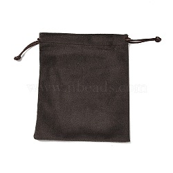 Velvet Jewelry Drawstring Storage Pouches, Rectangle, Coconut Brown, 15.5x12.7x0.5cm(ABAG-P013-02D-02)