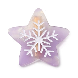 Star with Snowflake Cellulose Acetate(Resin) Alligator Hair Clips, with Golden Iron Clips, for Women Girls, Lilac, 48.5x51x11.5mm(PHAR-Q120-01B)