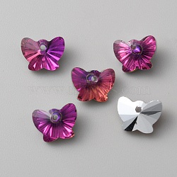 Facted Glass Pendants, Butterfly Charms, Magenta, 7.5x10x5mm, Hole: 1.2mm(GLAA-WH0031-59A-05)