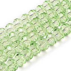 Transparent Baking Paint Glass Beads Strands, Faceted, Rondelle, Lawn Green, 8x6mm, Hole: 1.4mm, about 64pcs/strand, 15.16''(38.5cm)(DGLA-A034-T8mm-D11)