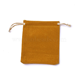 Velvet Packing Pouches, Drawstring Bags, Goldenrod, 12~12.6x10~10.2cm(TP-I002-10x12-07)