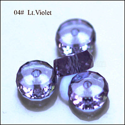 Imitation Austrian Crystal Beads, Grade AAA, Faceted, Flat Round, Lilac, 10x5.5mm, Hole: 0.9~1mm(SWAR-F078-6x10mm-04)