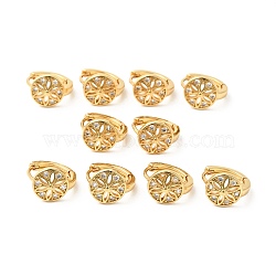 Cubic Zirconia Flower Hoop Earrings, Real 18K Gold Plated Brass Jewelry for Women, Cadmium Free & Nickel Free & Lead Free, Clear, 13x13x9.5mm, Pin: 1mm(EJEW-G312-19G-02)