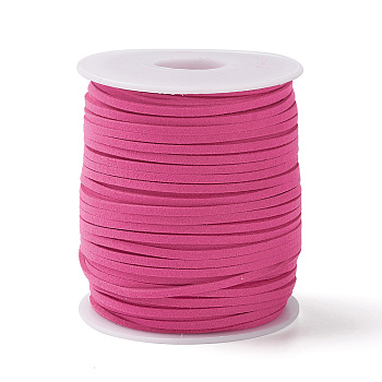 45M Faux Suede Cord, Faux Suede Lace, Hot Pink, 2~2.5x1.5~2mm, about 50 Yards(45m)/Roll