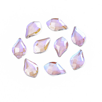 Glass Rhinestone Cabochons, Nail Art Decoration Accessories, Faceted, Teardrop, Lilac, 7.5x4x1.5mm