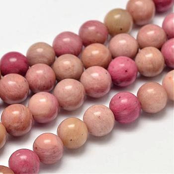Round Natural Rhodonite Beads Strands, 10mm, Hole: 1mm, about 38pcs/strand, 15.5 inch