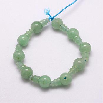 Natural Green Aventurine 3-Hole Guru Bead Strands, for Buddhist Jewelry Making, T-Drilled Beads, 16.5~18mm, Hole: 2~3mm, 2pcs/set, 10sets/strand, 6.5 inch