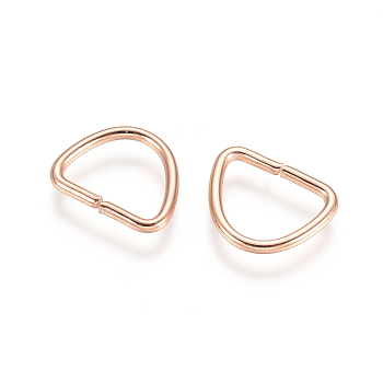 304 Stainless Steel D Rings, Buckle Clasps, For Webbing, Strapping Bags, Garment Accessories, Rose Gold, 9.5x7.5x1mm, Inner Diameter: 7.5x5.5mm