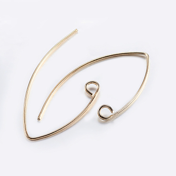 Brass Earring Hooks, Ear Wire, with Horizontal Loop, Golden, 29x15mm, Hole: 2mm, 22 Gauge, Pin: 0.6mm, 22 Gauge, Pin: 0.6mm