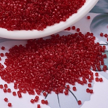 MIYUKI Delica Beads, Cylinder, Japanese Seed Beads, 11/0, (DB0774) Dyed Semi-Frosted Transparent Red, 1.3x1.6mm, Hole: 0.8mm, about 2000pcs/10g