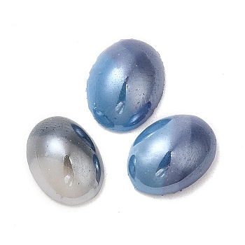 Two Tone Glass Cabochons, Oval, Steel Blue, 8x6x3mm
